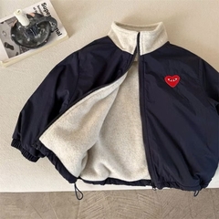 BK - Áo khoác 2 mặt lót lông thêu tim(90-140)