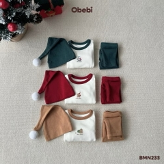 OBEBI - Bộ mặc nhà Noel kèm mũ(66-110)