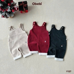 OBEBI - Quần yếm nhung tăm lót lông thêu túi(73-110)