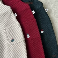 OBEBI - Quần yếm nhung tăm lót lông thêu túi(73-110)