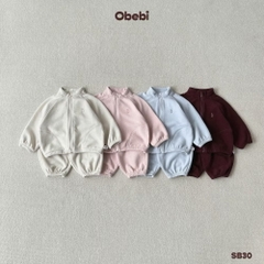 OBEBI - Set bộ áo khoác kéo khoá quần nỉ lông(73-120)