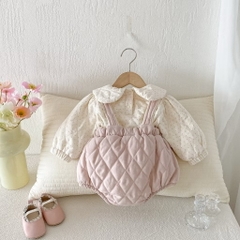 BK - Set yếm + áo chần bông cổ sen mèo(66-90)