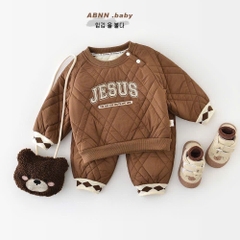 TMT - Bộ chần bông nâu lót lông(73-100)