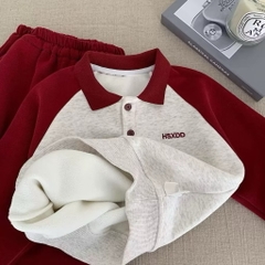 BK - Bộ nỉ POLO chữ lót nỉ tay phối màu(90-140)