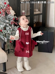 LB - Set váy dạ đỏ nơ hồng(90-130)