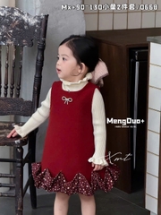 LB - Set váy nhung đỏ đuôi ren ngôi sao(90-130)