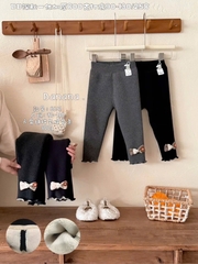 LB - Quần legging lót nỉ đính nơ hoa(90-130)