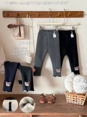 LB - Quần legging lót nỉ đính Gấu(90-130)