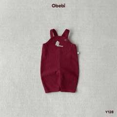 OBEBI - Quần yếm nhung tăm lót lông thêu ngực(73-110)