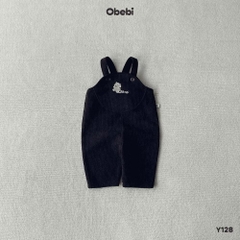 OBEBI - Quần yếm nhung tăm lót lông thêu ngực(73-110)