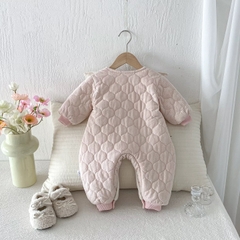 JS - Body hồng nỉ trám nỉ trám  hoạ tiết thêu thỏ ngực ren bèo(66-80)