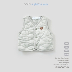 NOUS - Áo gile chần bông màu xám xanh thêu trang trí(6-24M)