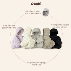 OBEBI - Áo khoác phao siêu nhẹ mũ tháo rời(73-120)