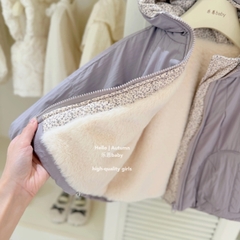 TL - Áo phao tím mũ nơ lót lông(80-130)