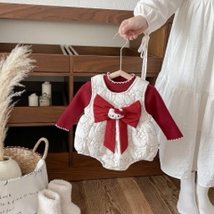 Bk - Set áo đỏ + body chần bông lót nỉ(66-90)