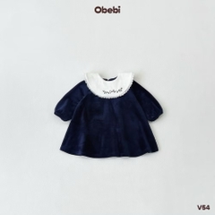 OBEBI - Váy nhung kèm cổ tháo rời(73-120)