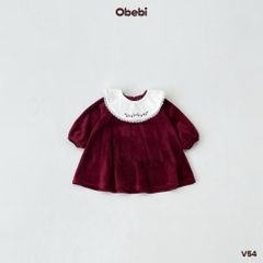 OBEBI - Váy nhung kèm cổ tháo rời(73-120)