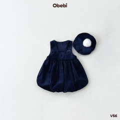 OBEBI - Váy nhung dáng quả bí kèm mũ nồi(73-120)