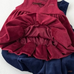 OBEBI - Váy nhung dáng quả bí kèm mũ nồi(73-120)