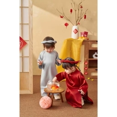 OBEBI - Áo dài vải lụa trơn kèm mấn(73-120)