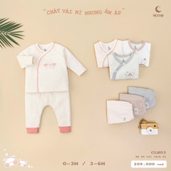 MOON@ - Bộ dài tay cài lệch nỉ nhung(0-6M)