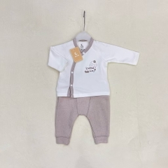 MOON@ - Bộ dài tay cài lệch nỉ nhung(0-6M)