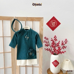 OBEBI - Áo dài phối màu vai kèm mấn (73-120)