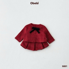 OBEBI - Set bộ áo khoác chân váy dạ Tweet (73-120)