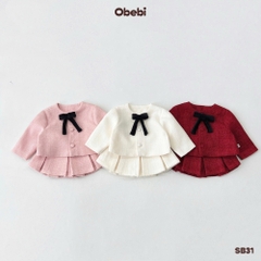 OBEBI - Set bộ áo khoác chân váy dạ Tweet (73-120)