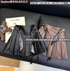 LB - Chân váy da xếp ly trơn kèm khăn(100-135)