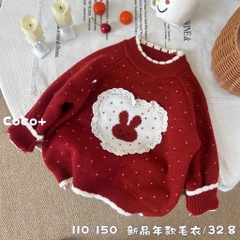 LB - Áo len đỏ tim thỏ(110-150)