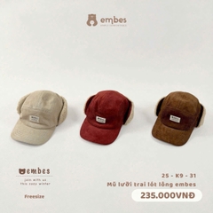 EMBES - Mũ lưỡi trai lót lông Embes (3Y+)