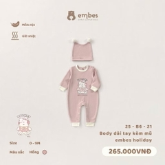 EMBES - Body dài tay kèm mũ Embes Holiday(0-9M)