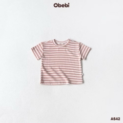 OBEBI - Áo thun kẻ hoạ tiết OBEBI (73-120)