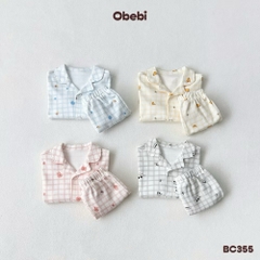 OBEBI - Bộ cộc mặc nhà Pijama hoạ tiết(73-120)