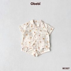 OBEBI - Bộ Pijama cộc tay OBEBI hoạ tiết đáng yêu(73-120)