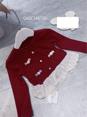 KB - Áo thun đỏ kẹo phối ren trắng(90-130)