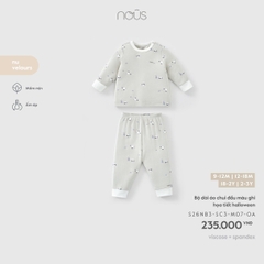 NOUS - Bộ dài áo chui đầu màu ghi hoạ tiết halloween(9M-2Y)