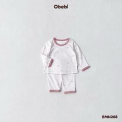 OBEBI - Bộ dài tay hoạ tiết phối màu viền hình dễ thương OBEBI(66-120)