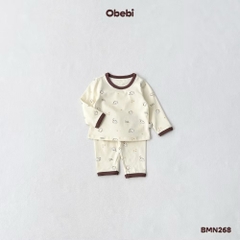 OBEBI - Bộ dài tay hoạ tiết phối màu viền hình dễ thương OBEBI(66-120)