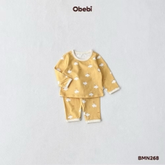 OBEBI - Bộ dài tay hoạ tiết phối màu viền hình dễ thương OBEBI(66-120)