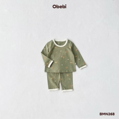 OBEBI - Bộ dài tay hoạ tiết phối màu viền hình dễ thương OBEBI(66-120)
