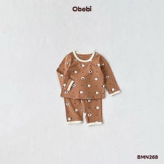 OBEBI - Bộ dài tay hoạ tiết phối màu viền hình dễ thương OBEBI(66-120)