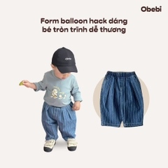OBEBI - Quần Jean kẻ phom Balloon OBEBI(73-120)