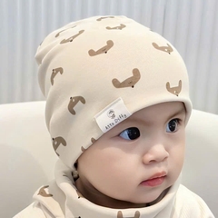 BK - Mũ cotton be chó nâu+khănn(M-L)