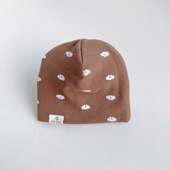 BK - Mũ cotton nâu chó trắng+khăn(M-L)