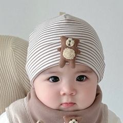 BK - Mũ cotton đính hình nổi+khăn(M-L)