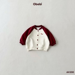 OBEBI -Áo khoác nỉ Bomber tay Raglan phối màu(80-120)