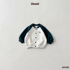OBEBI -Áo khoác nỉ Bomber tay Raglan phối màu(80-120)