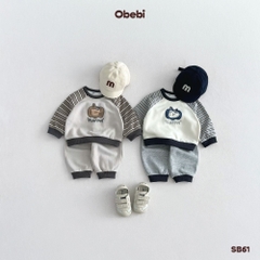 OBEBI - Bộ nỉ phối tay kẻ hình in bí ngô OBEBI(73-120)
